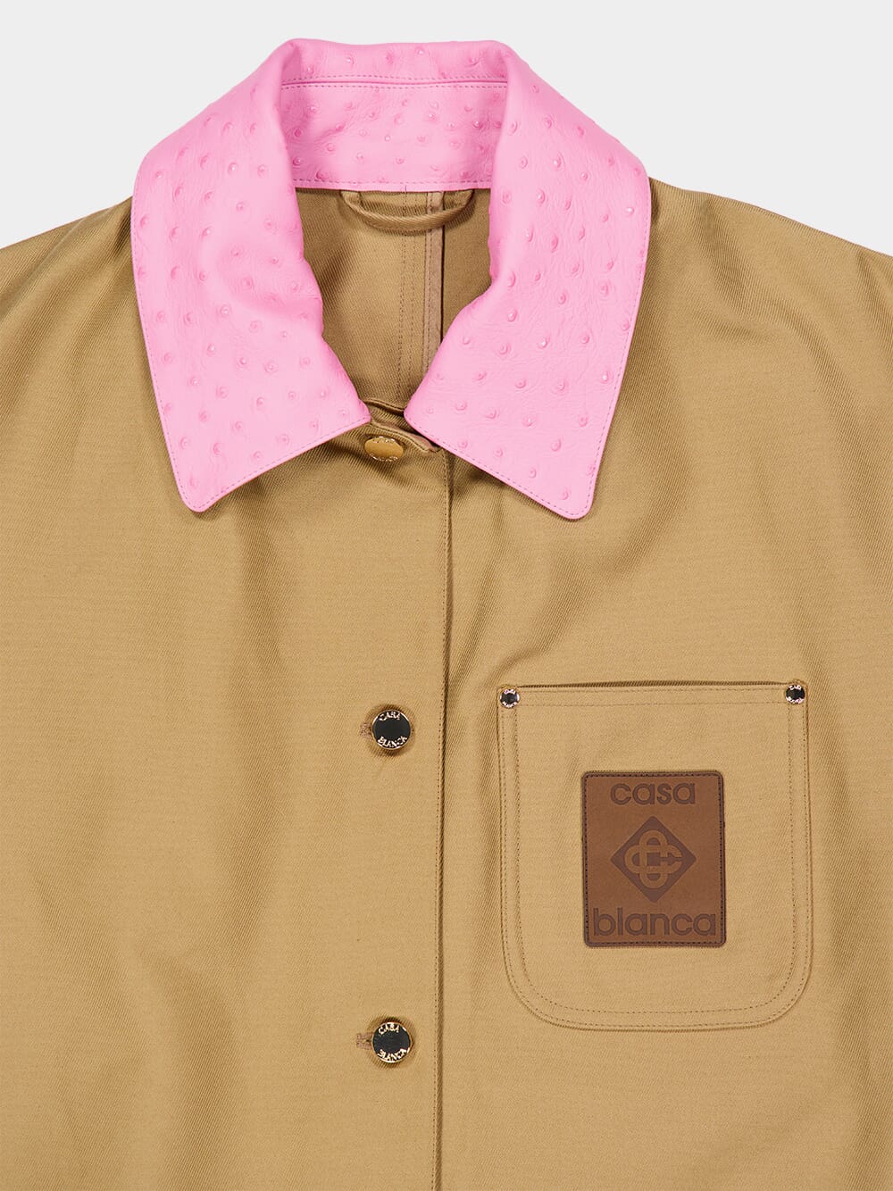 Ecru Cotton Workwear Jacket with Contrast Collar - Image 5