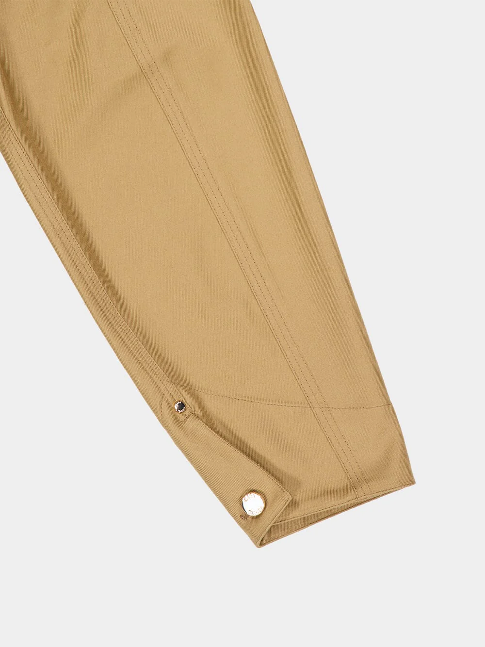 Ecru Cotton Workwear Jacket with Contrast Collar - Image 7