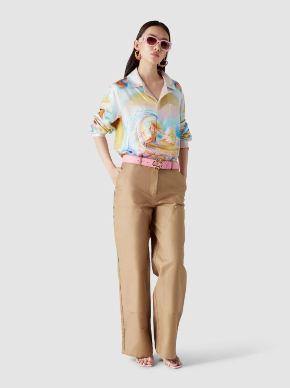 Ecru Cotton Workwear Trousers - Image 2