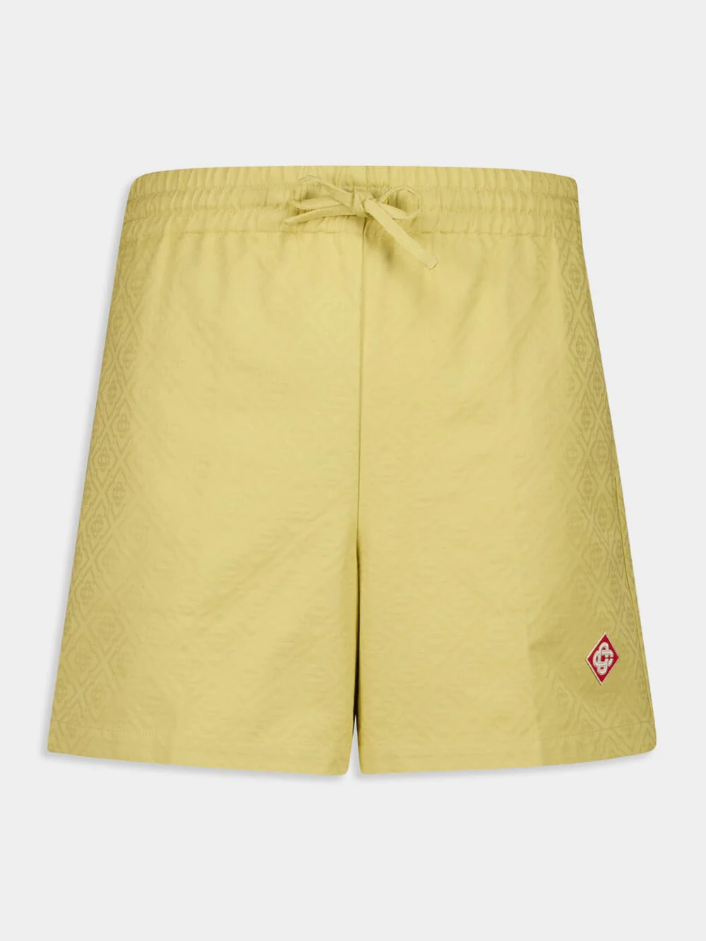 Yellow Monogram Drawstring Cotton Shorts