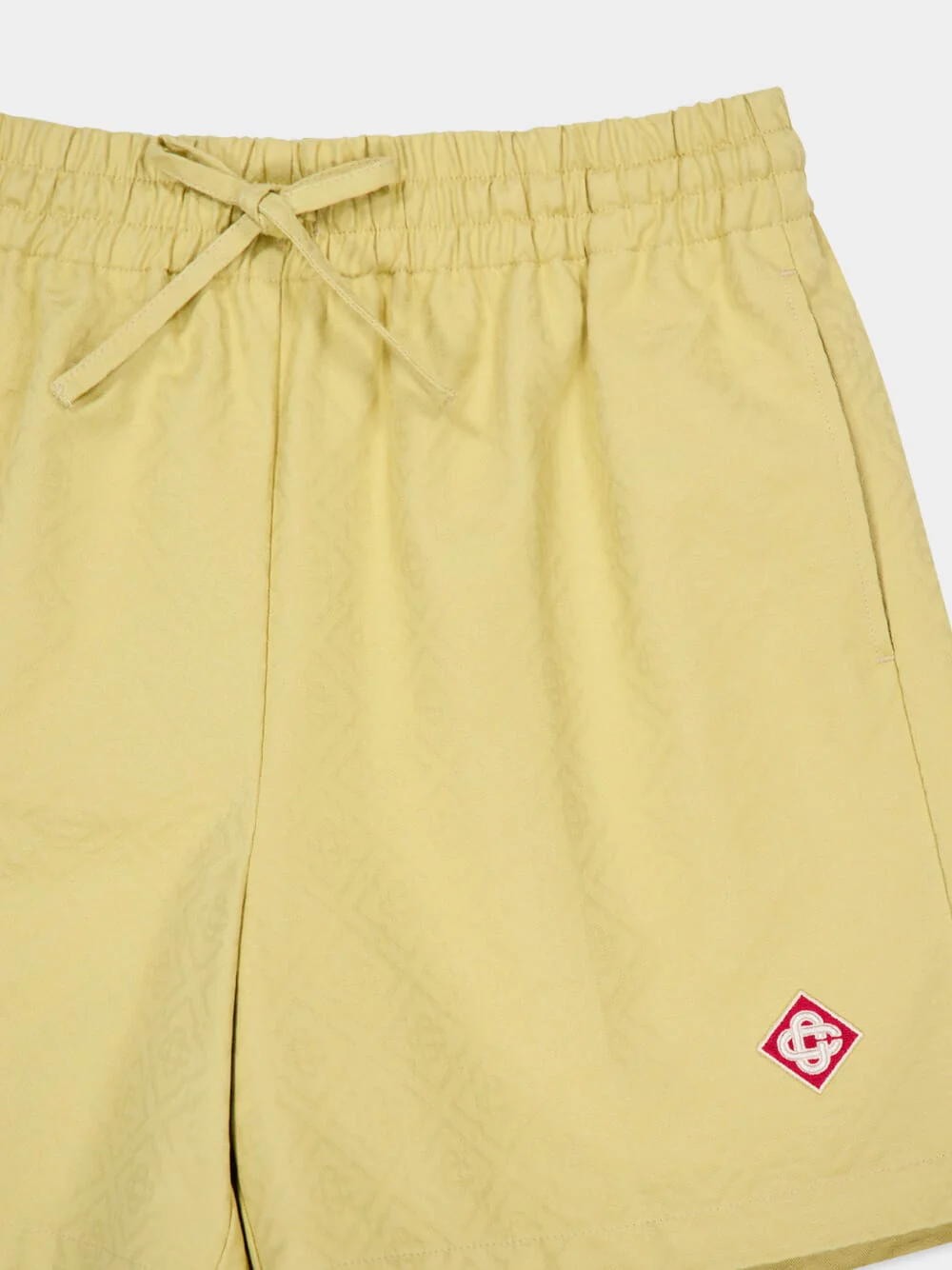 Yellow Monogram Drawstring Cotton Shorts - Image 3