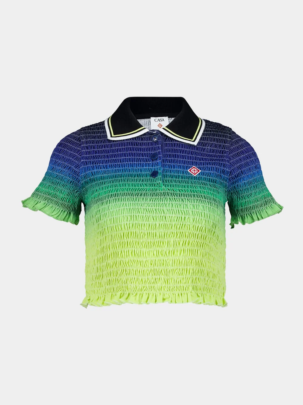 Gradient Shirred Short Sleeve Polo Shirt - Image 2