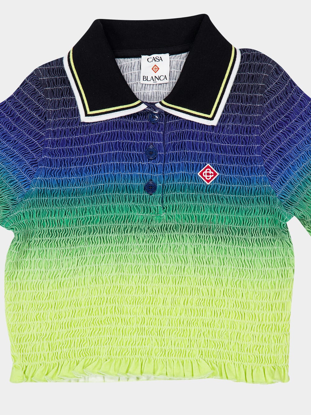 Gradient Shirred Short Sleeve Polo Shirt - Image 5