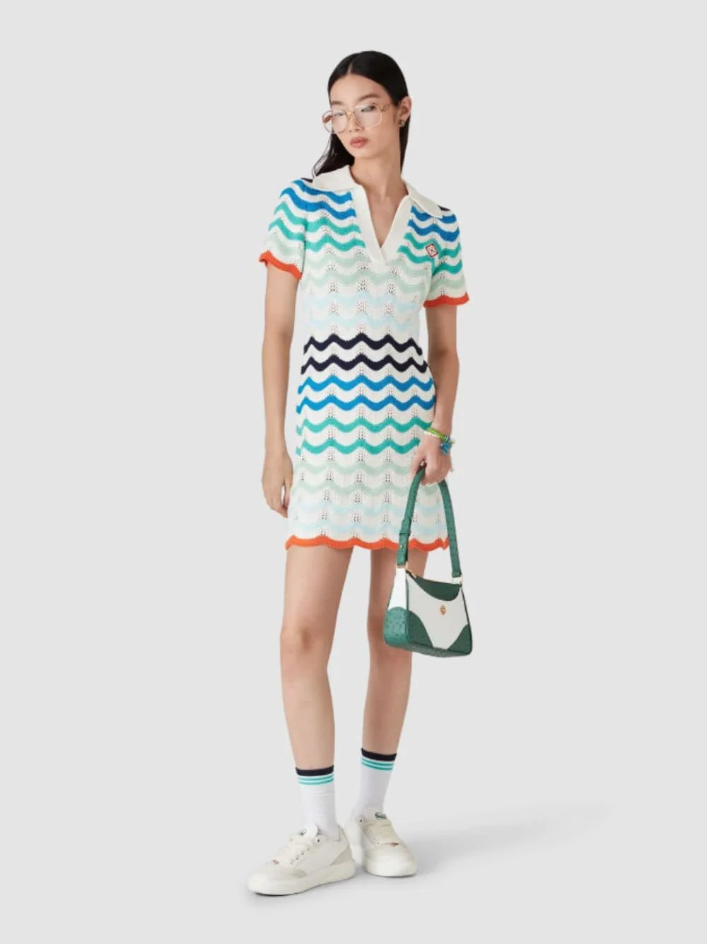 Gradient Wave Crochet Mini Dress