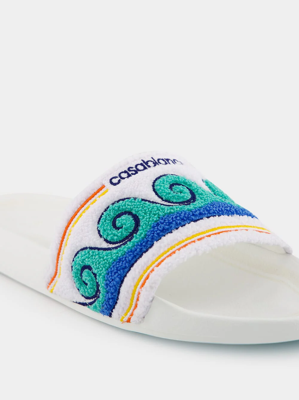 Greco Wave Terry Embroidered Sliders - Image 6