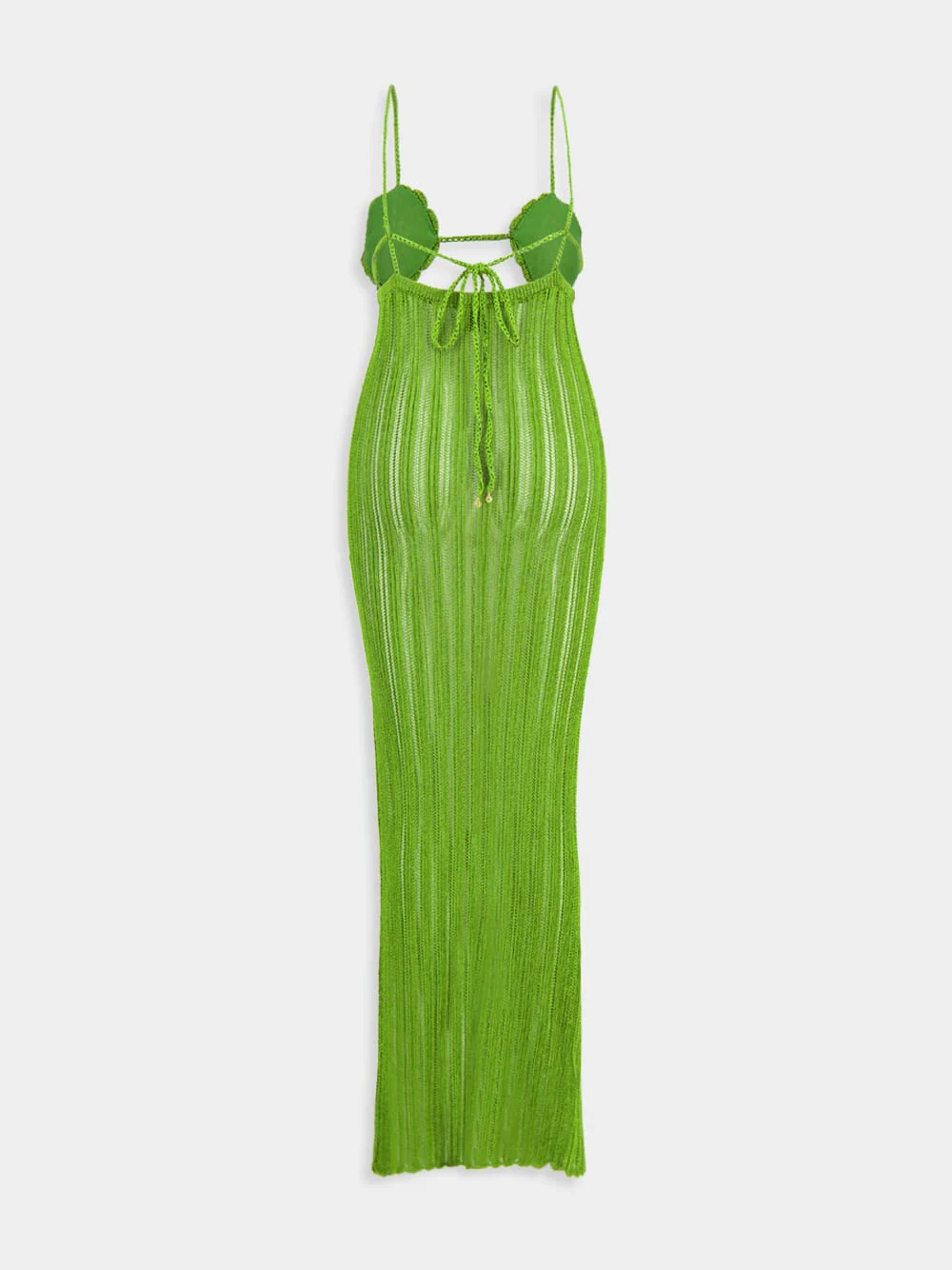 Green Dress Maxi with Straps Crochet Rose - Image 2