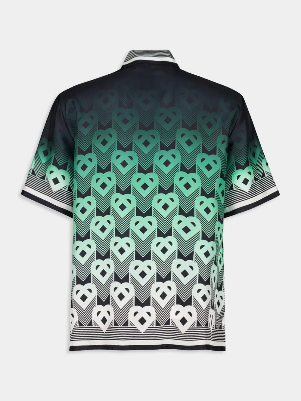 Green Gradient Monogram Short Sleeve Silk Shirt - Image 4