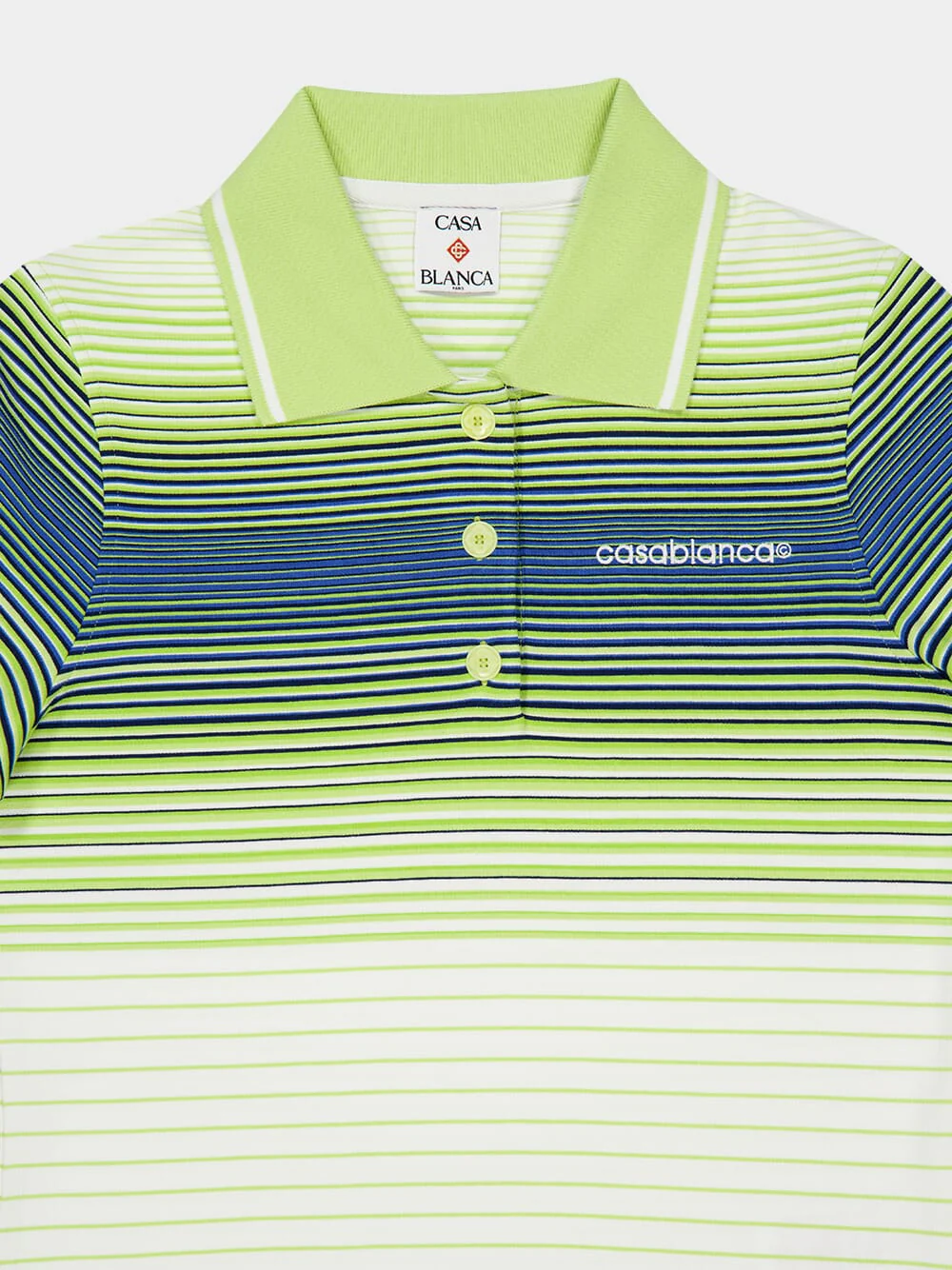 Green Gradient Striped Slim Fit Polo Shirt - Image 5