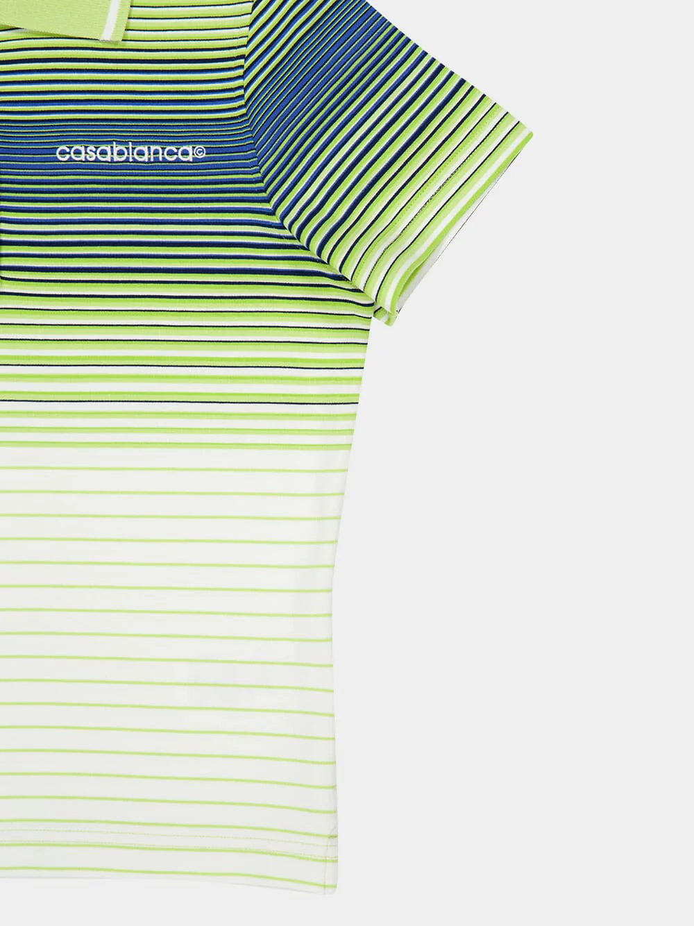 Green Gradient Striped Slim Fit Polo Shirt - Image 6