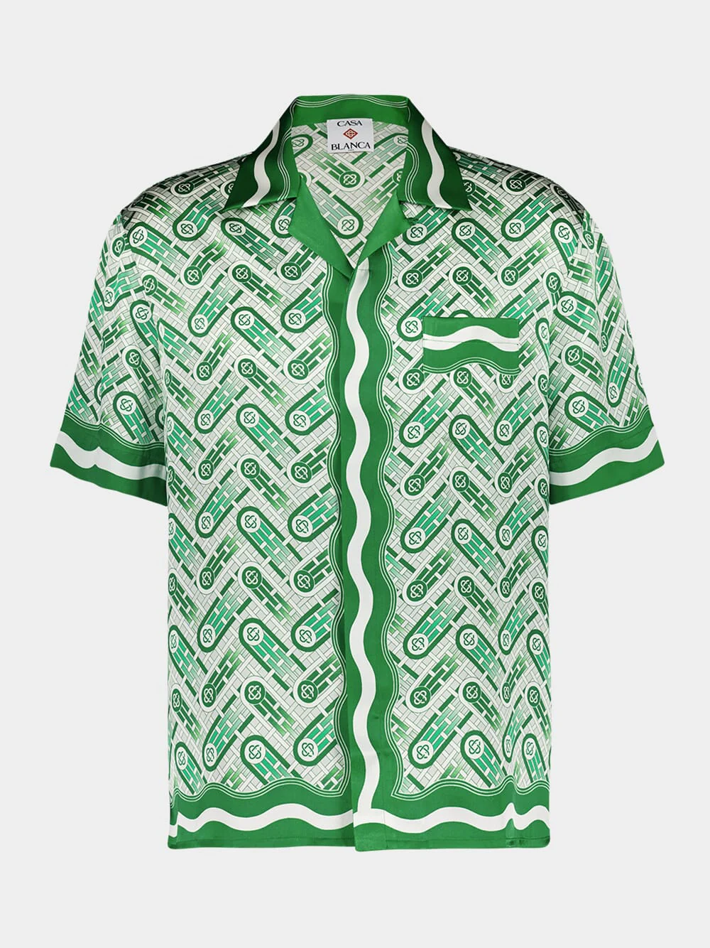 Green Silk Twill Cuban Collar Shirt