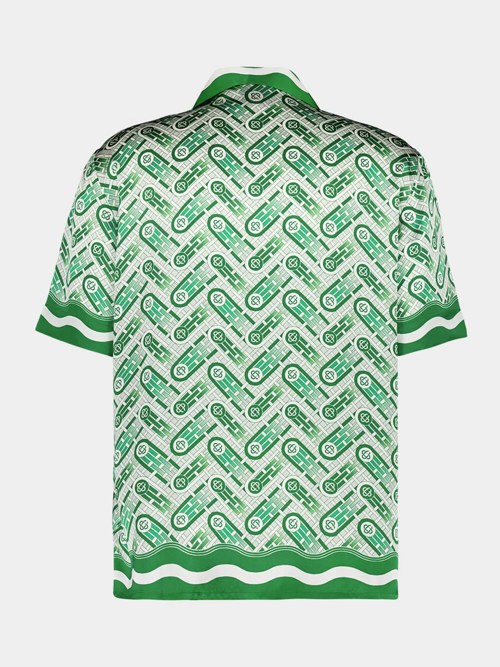 Green Silk Twill Cuban Collar Shirt - Image 2