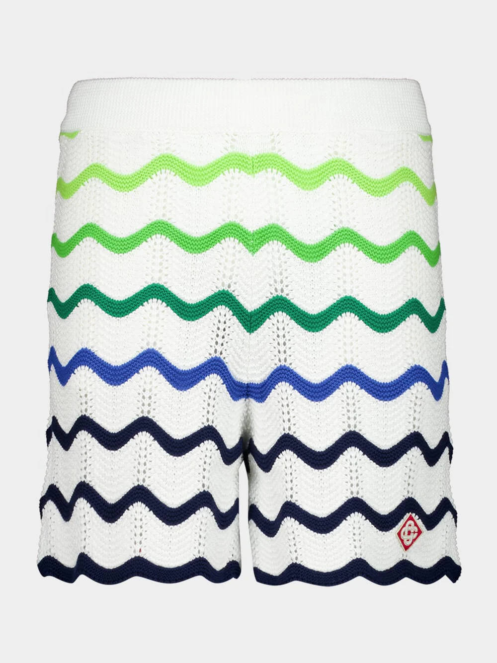 Green Wave Knit Cotton Shorts
