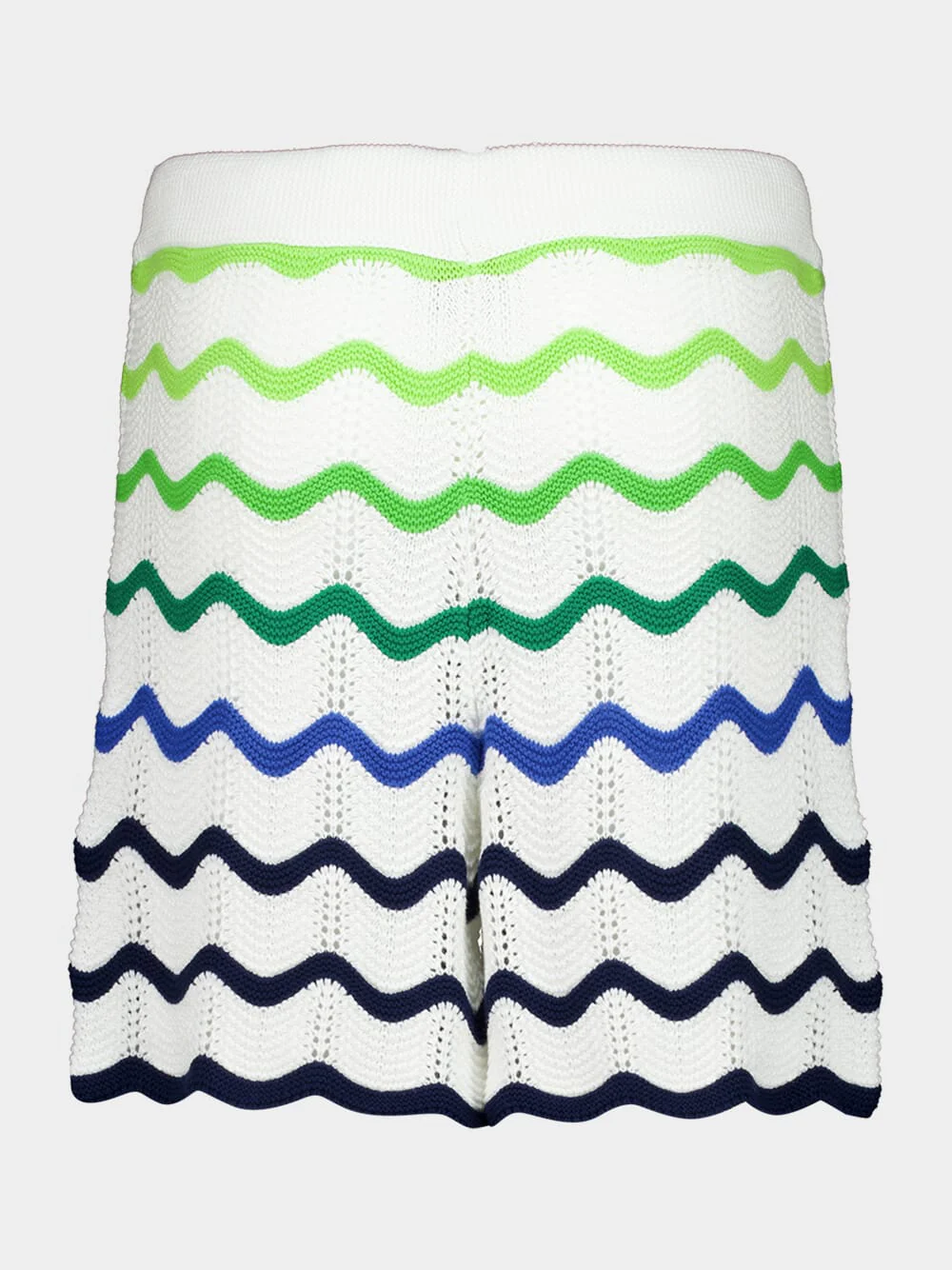 Green Wave Knit Cotton Shorts - Image 2