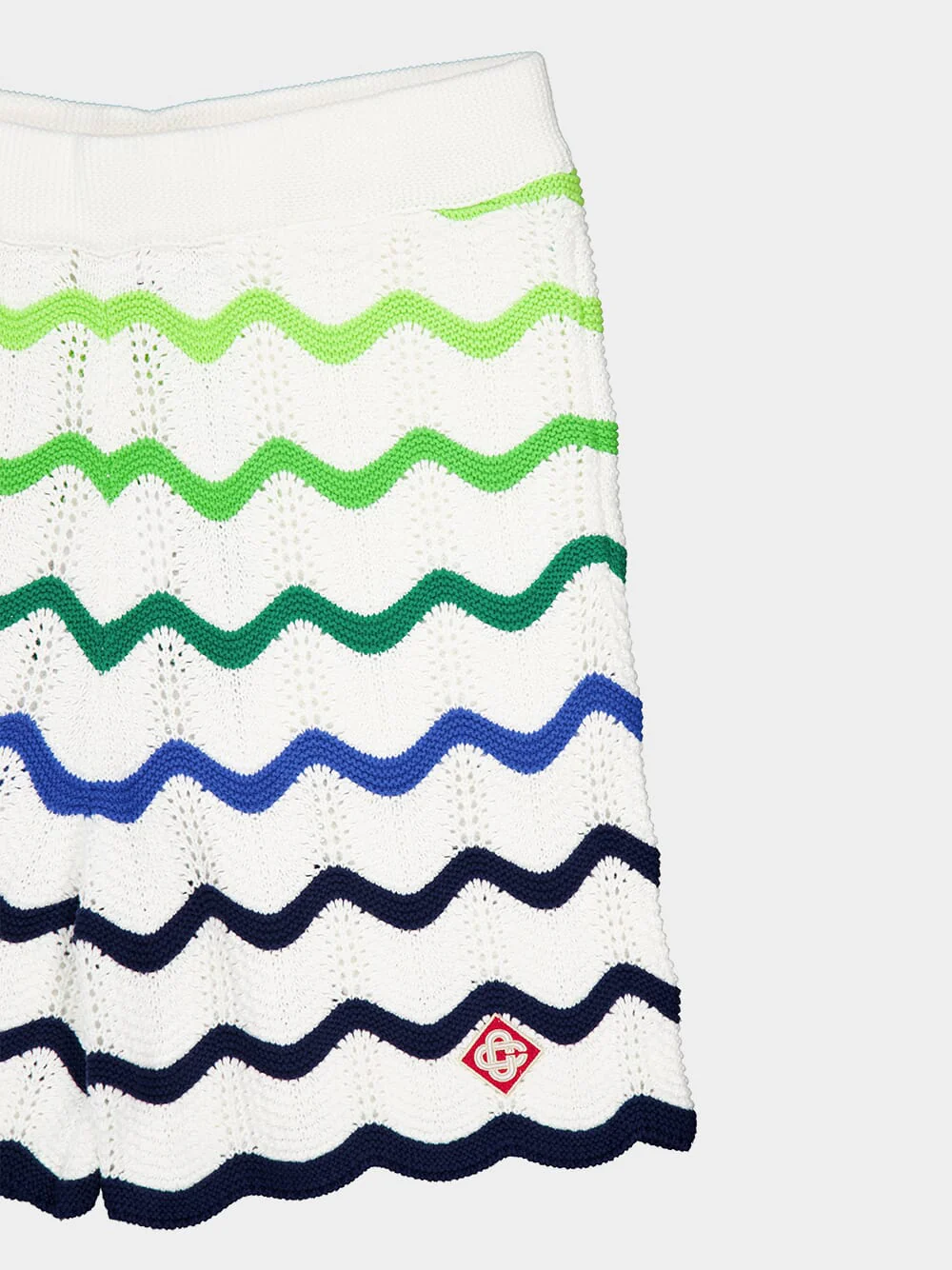Green Wave Knit Cotton Shorts - Image 3