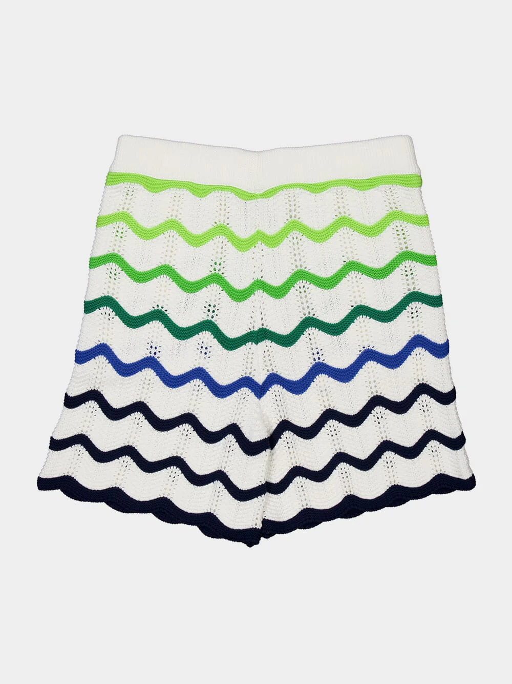 Green Wave Knit Cotton Shorts - Image 4