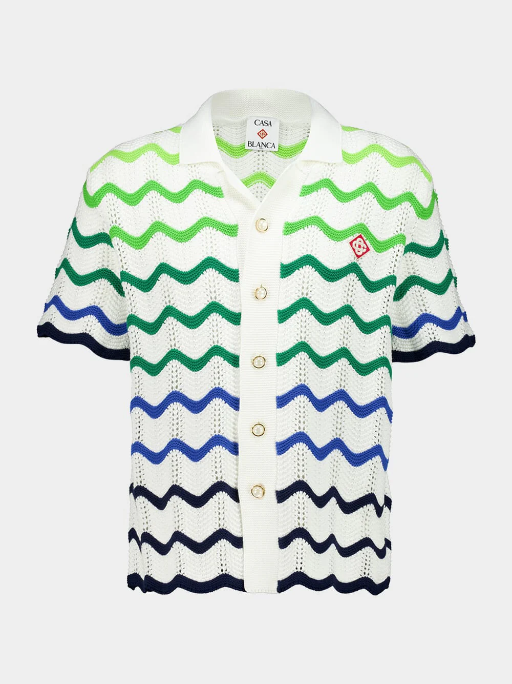 Green Wave Short Sleeve Knitted Shirt