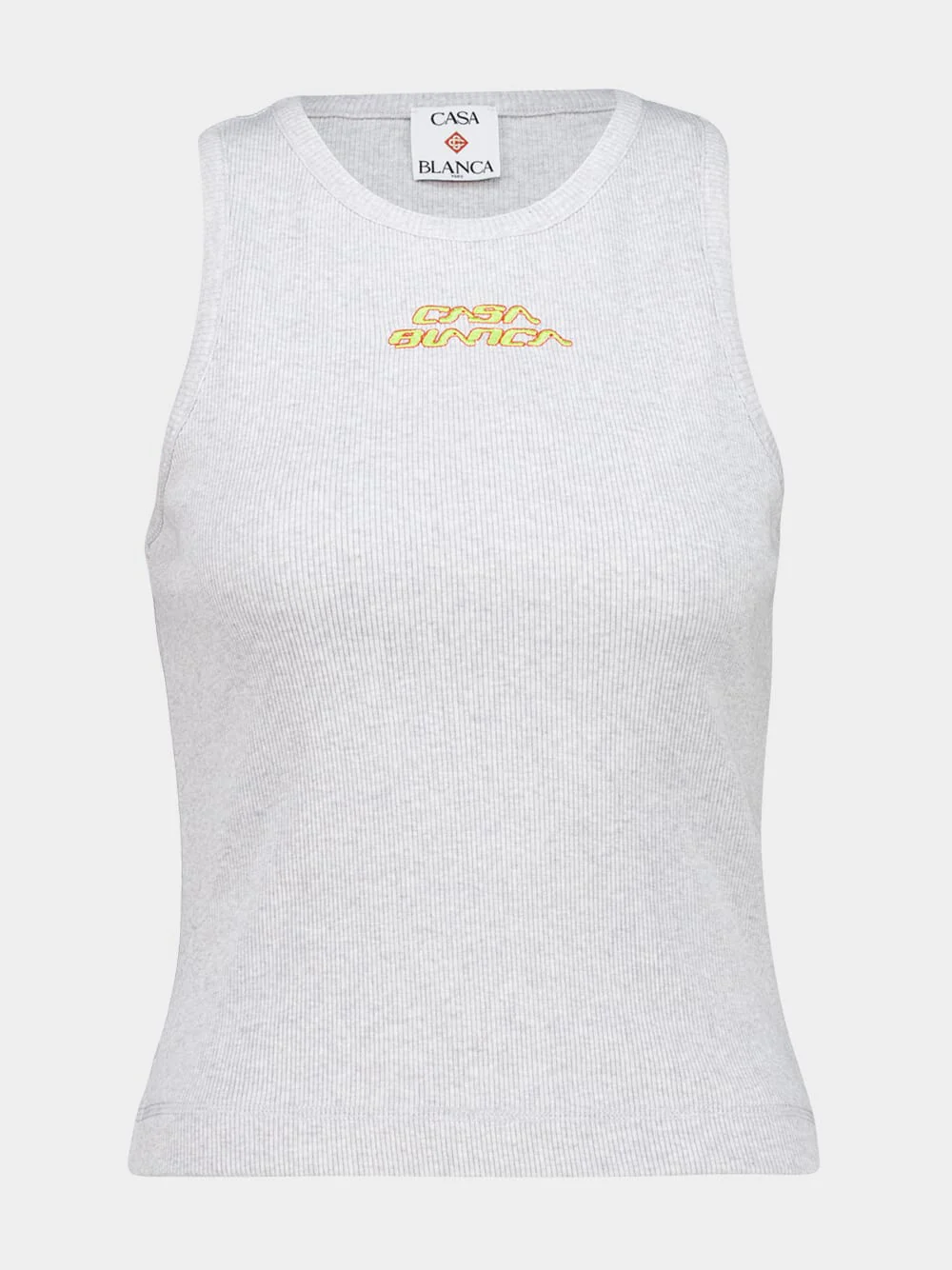 Grey Ribbed Logo Tank Top