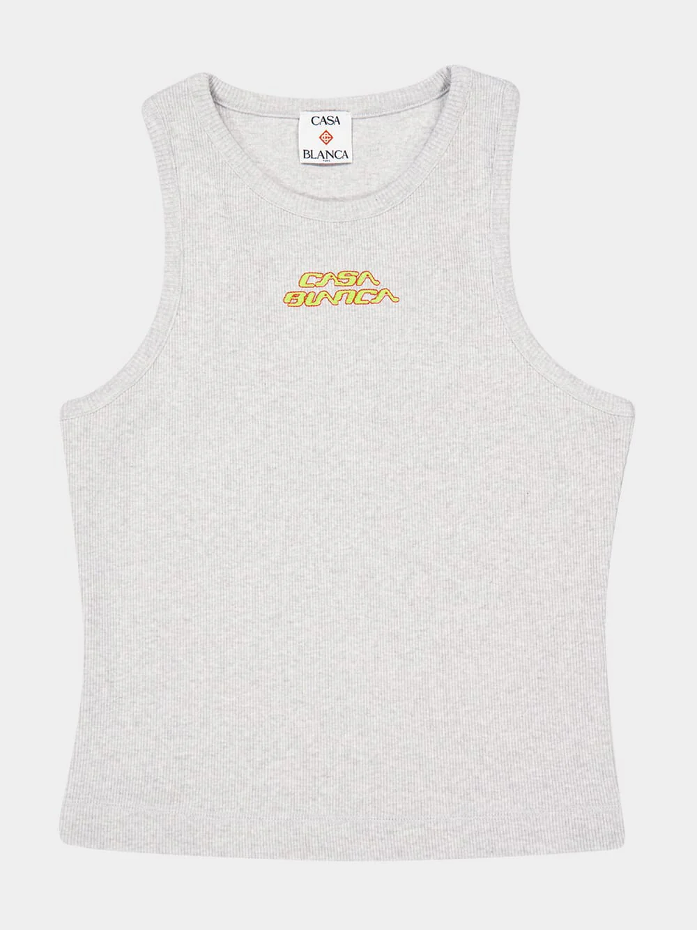 Grey Ribbed Logo Tank Top - Image 3