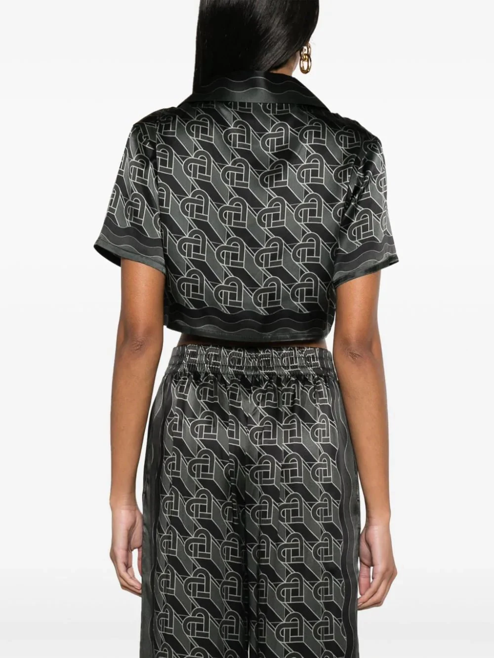 Heart Monogram-Print Cropped Shirt - Image 4