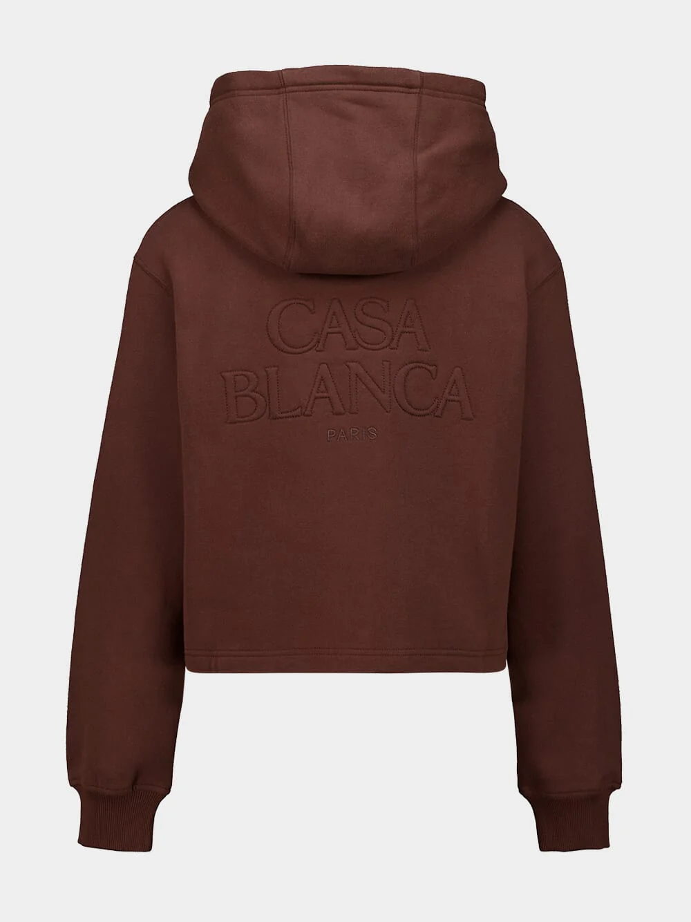 Dark Brown Cropped Hooded Sweatshirt - Image 3