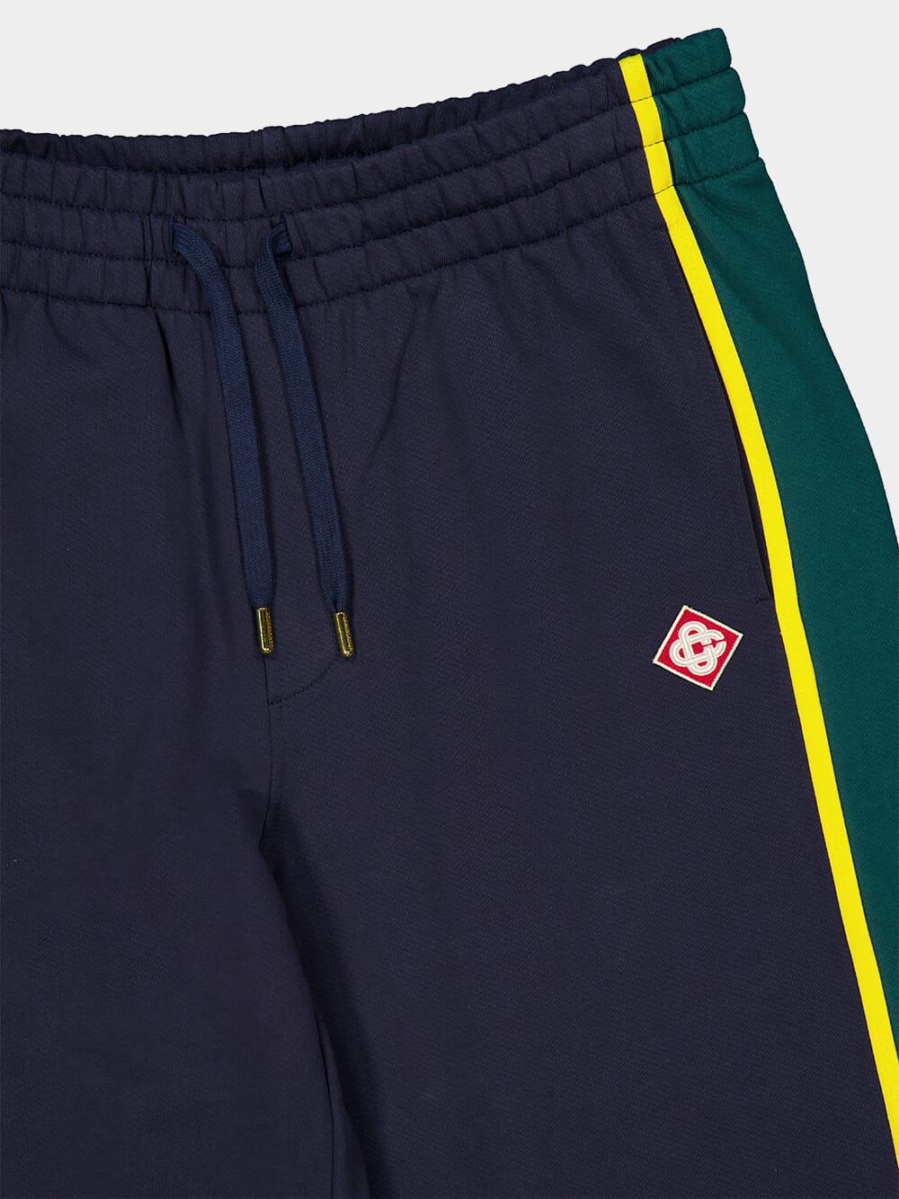 Navy Blue and Green Panelled Cotton Joggers - Image 3