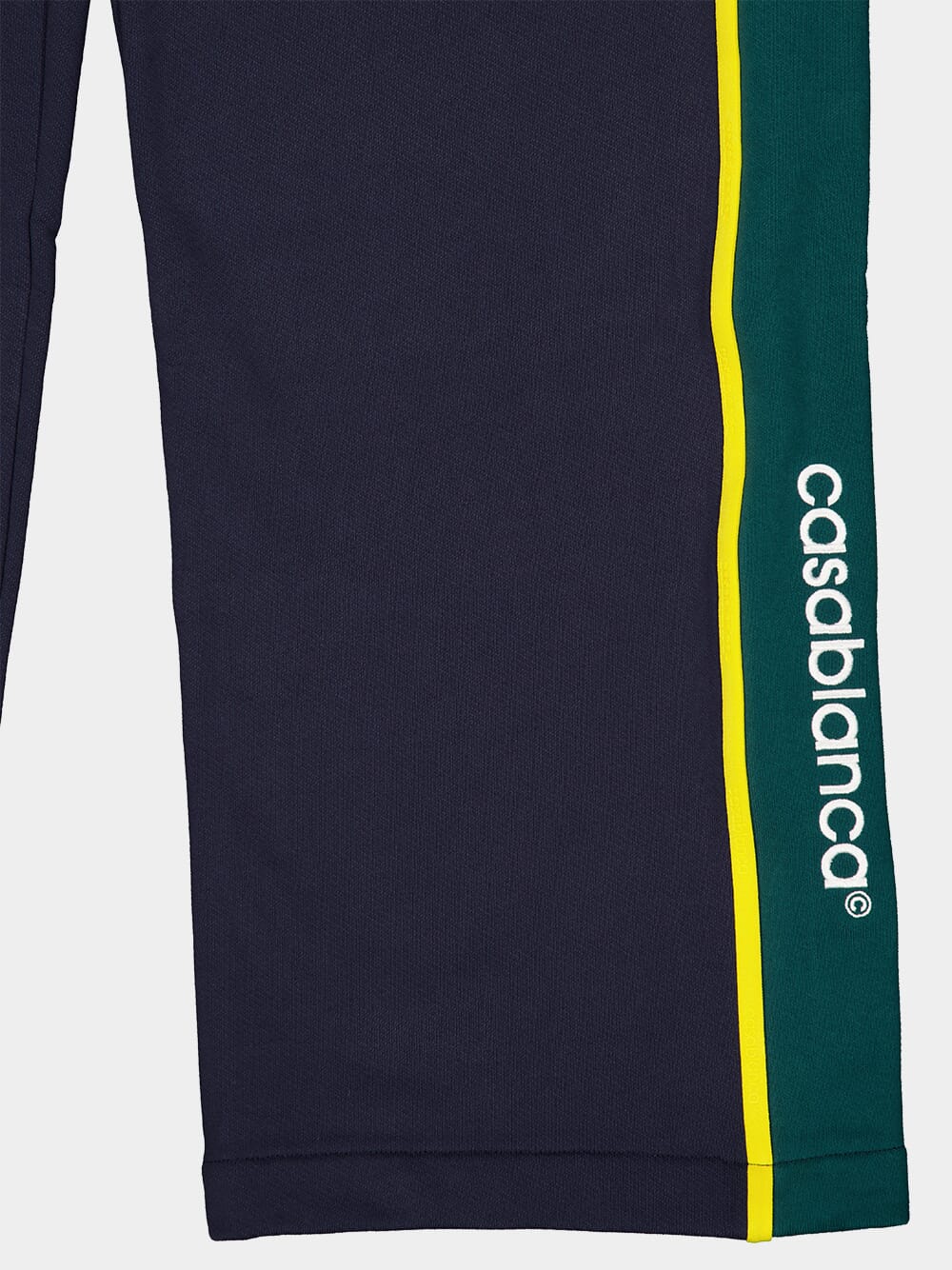 Navy Blue and Green Panelled Cotton Joggers - Image 4