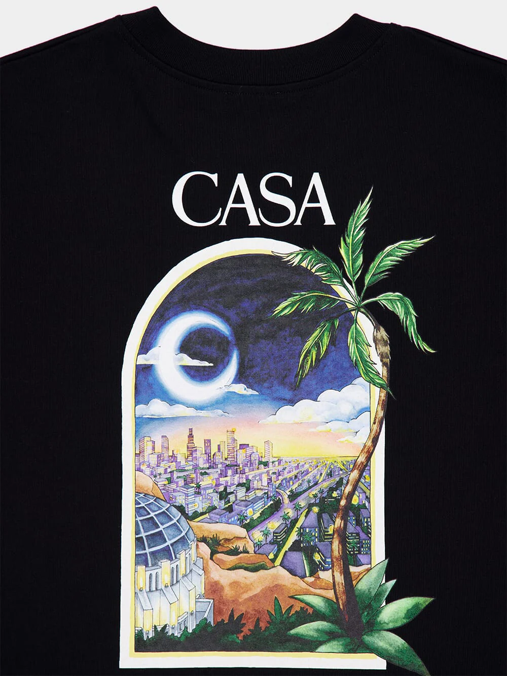 La Night Printed Black Organic Cotton T-Shirt - Image 4