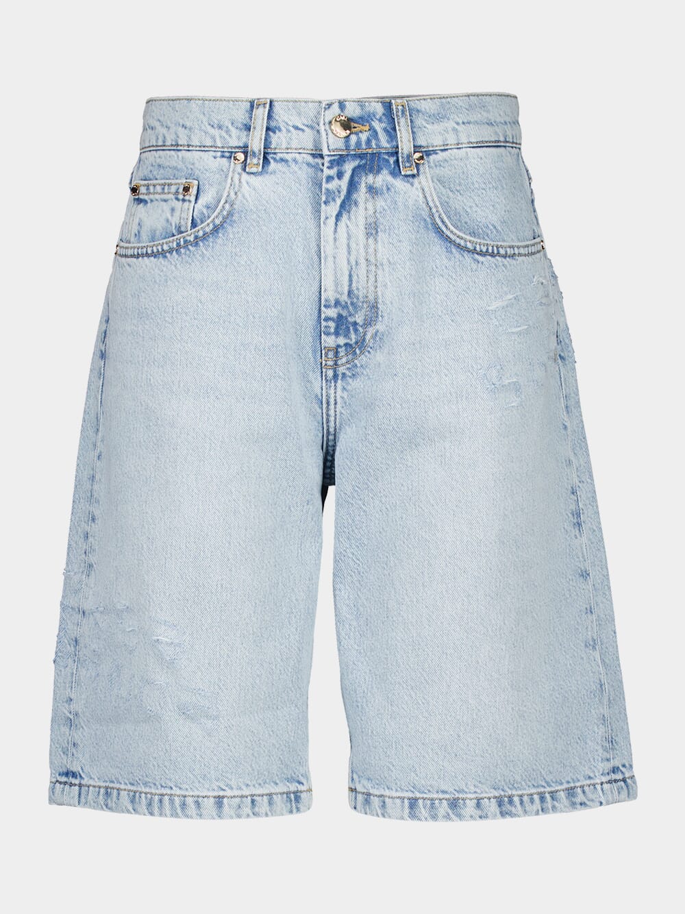 Mid Wash Blue Graffiti Skater Denim Bermuda Shorts - Image 5