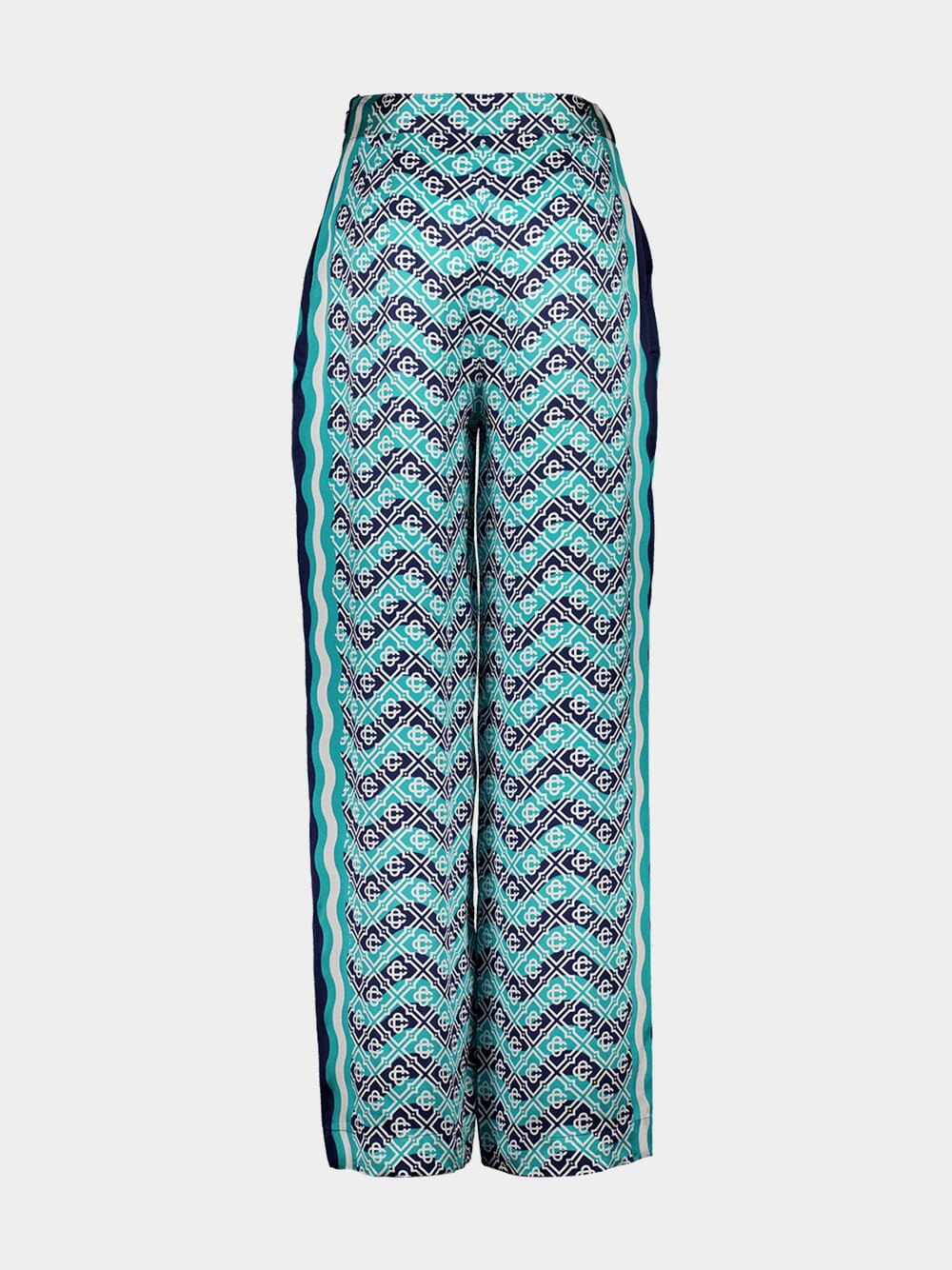 Monogram Wave Silk Wide-Leg Trousers - Image 3