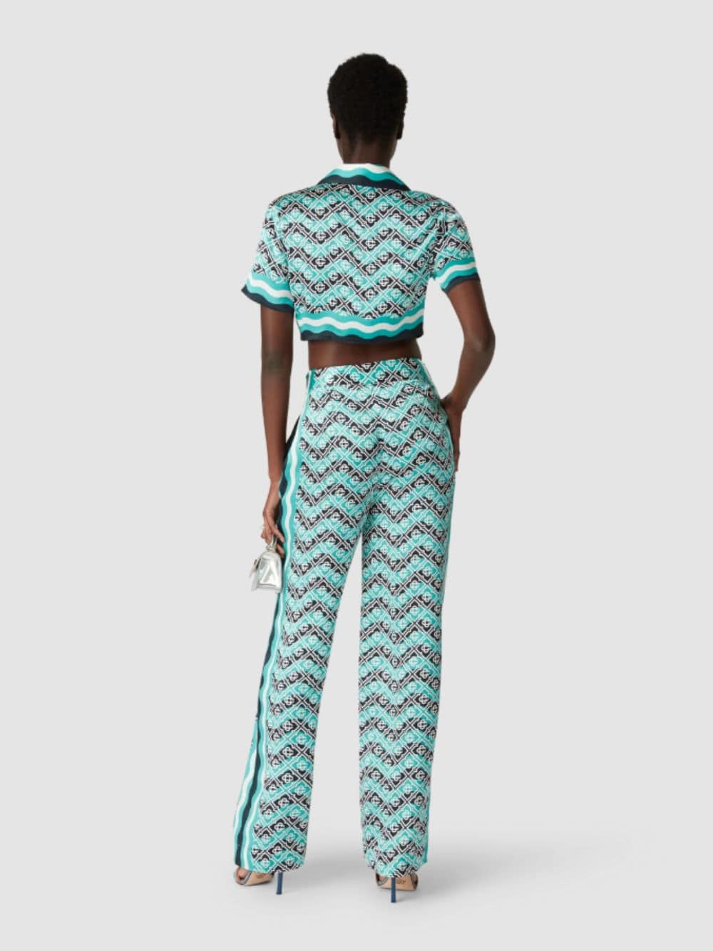 Monogram Wave Silk Wide-Leg Trousers - Image 4