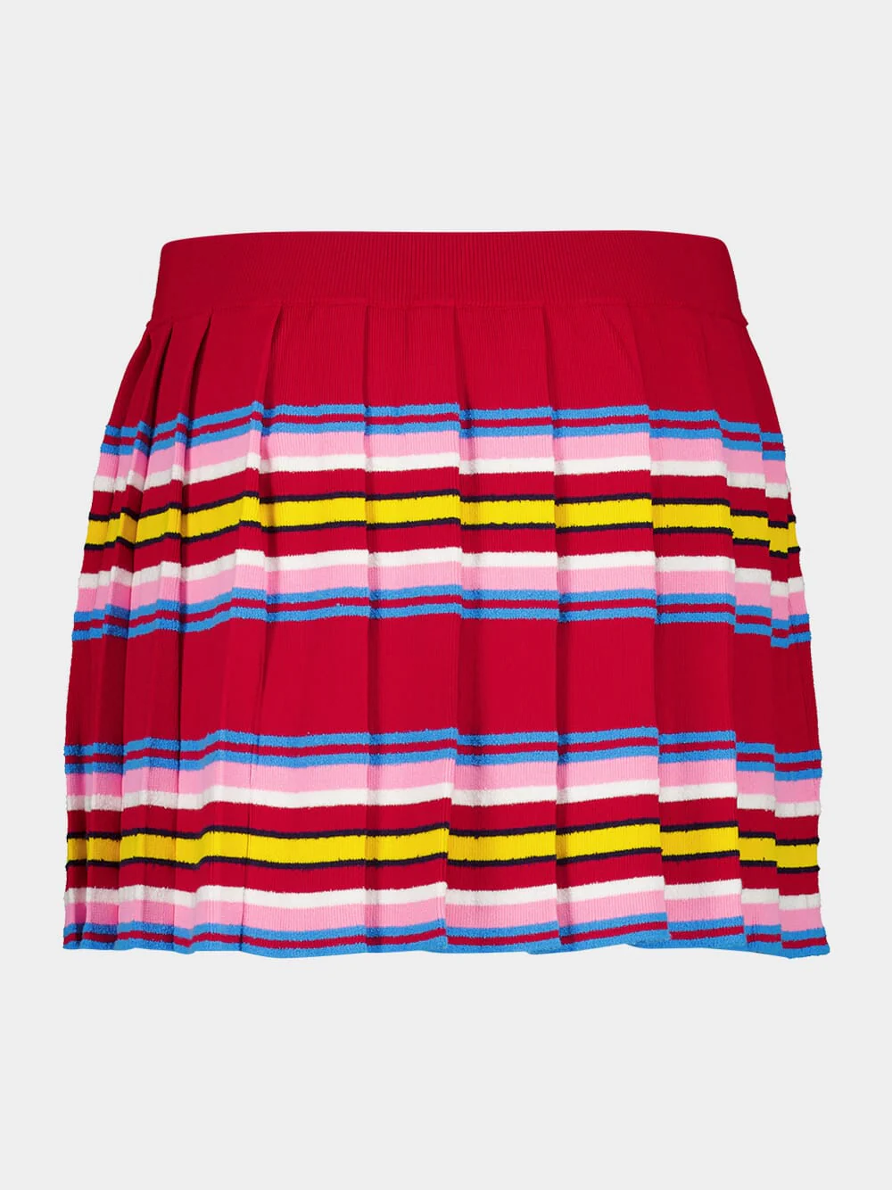 Multicolour Dark Red Striped Pleated Mini Skirt - Image 2