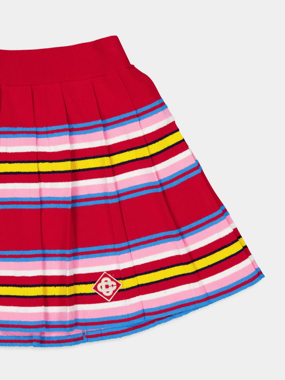 Multicolour Dark Red Striped Pleated Mini Skirt - Image 6