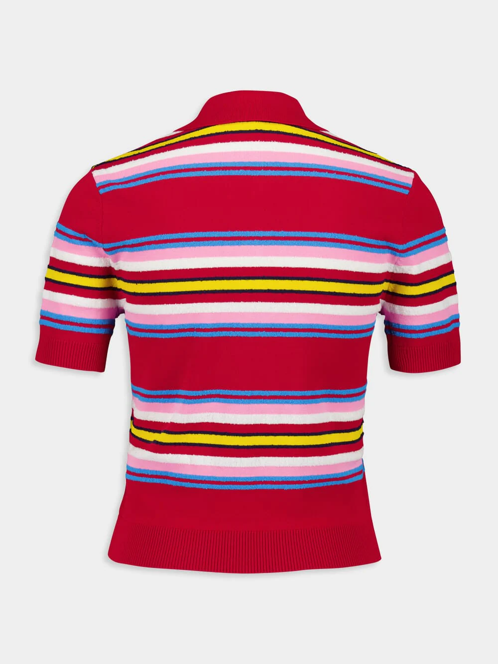 Multicolour Dark Red Striped Polo Shirt - Image 2