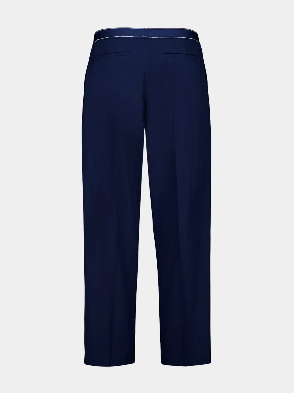Navy Blue Sports Trousers in Virgin Wool - Image 2