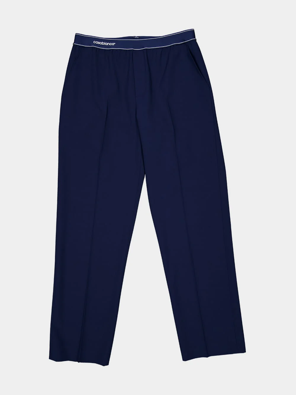 Navy Blue Sports Trousers in Virgin Wool - Image 5