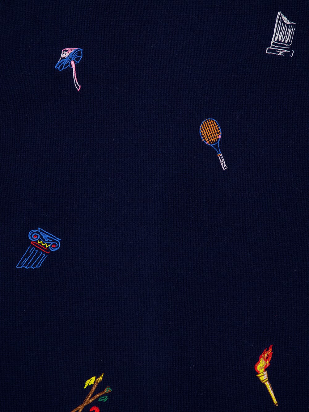 Navy Embroidered Wool-Cashmere Cardigan - Image 5