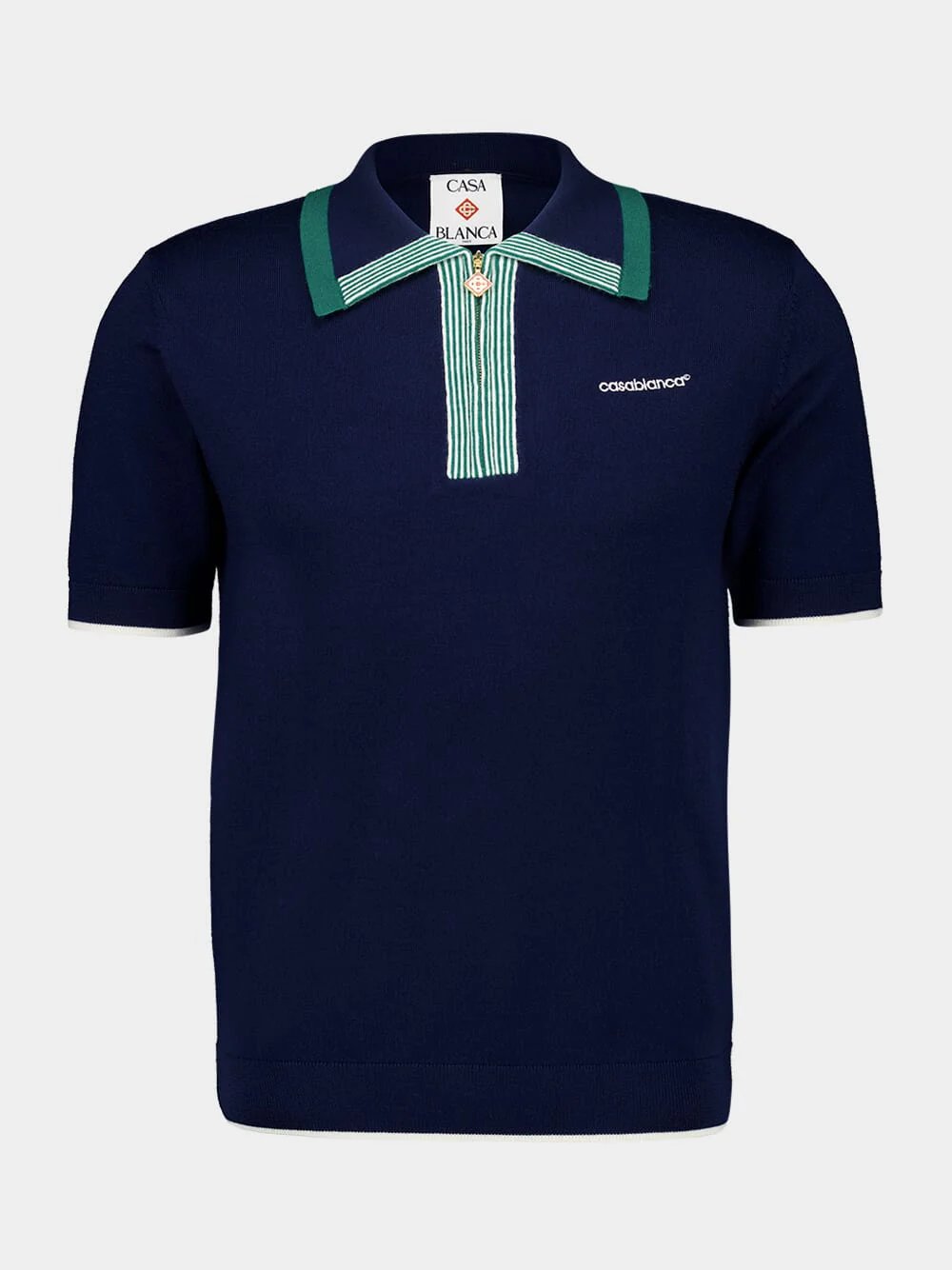 Navy Knit Tennis Polo Shirt