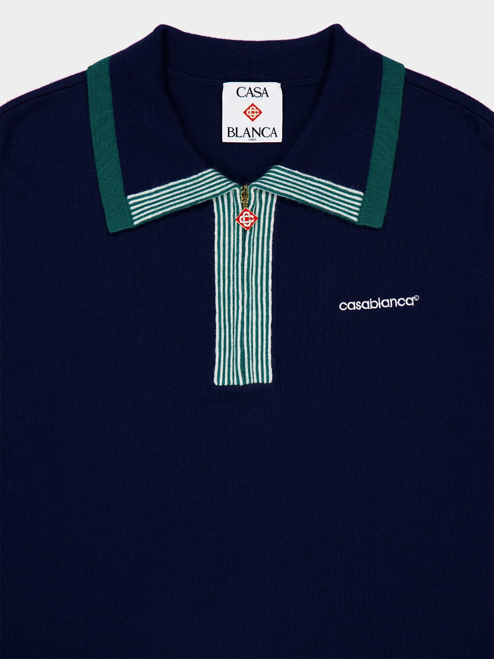 Navy Knit Tennis Polo Shirt - Image 3