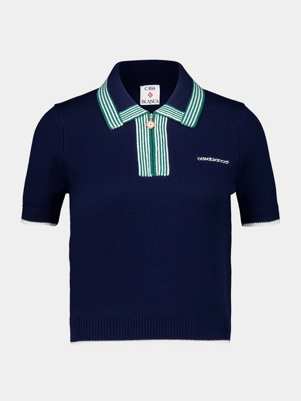 Navy Knit Tennis Polo Shirt - Image 2
