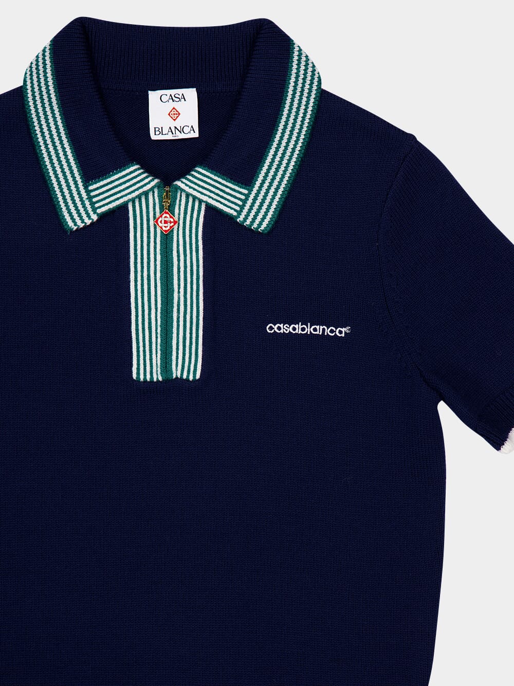 Navy Knit Tennis Polo Shirt - Image 4