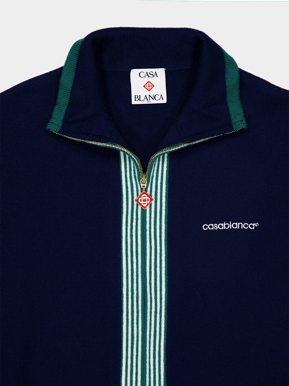 Navy Knit Tennis Track Top - Image 4