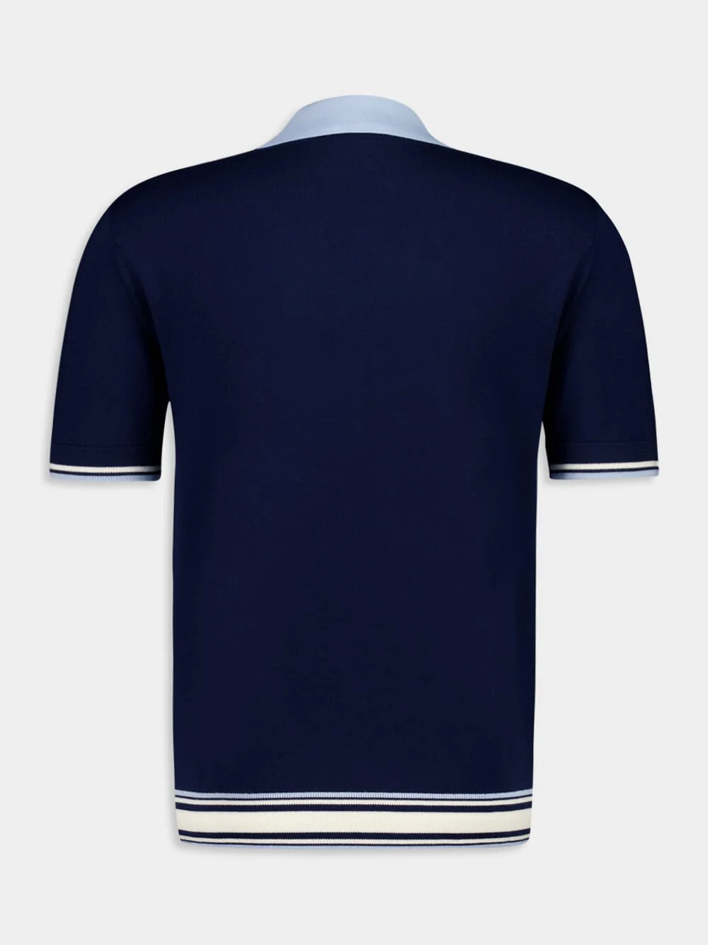 Navy Merino Knit Tennis Polo Shirt - Image 2