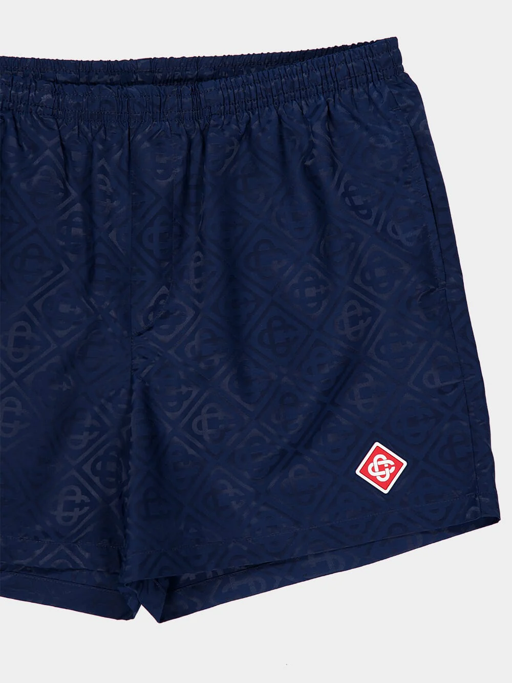 Navy Monogram Jacquard Swim Shorts - Image 3