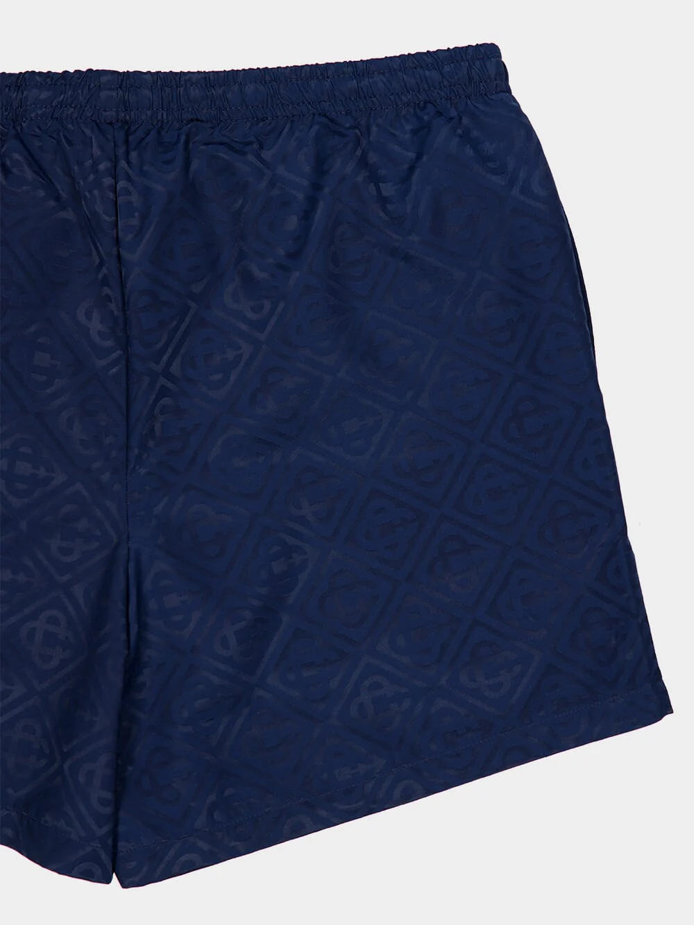 Navy Monogram Jacquard Swim Shorts - Image 4