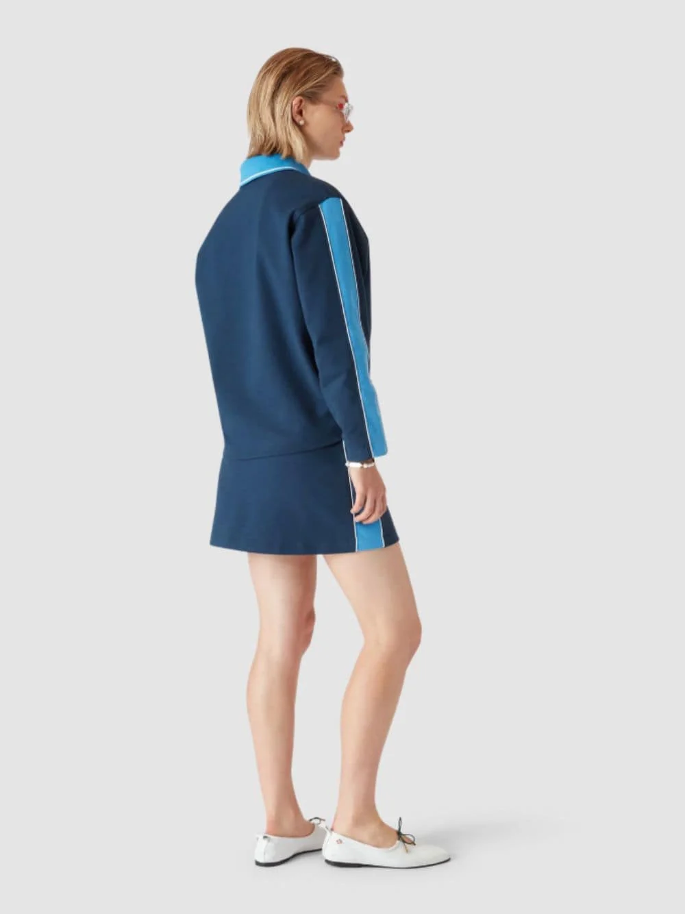 Navy Punto Polo Collared Sweatshirt - Image 4