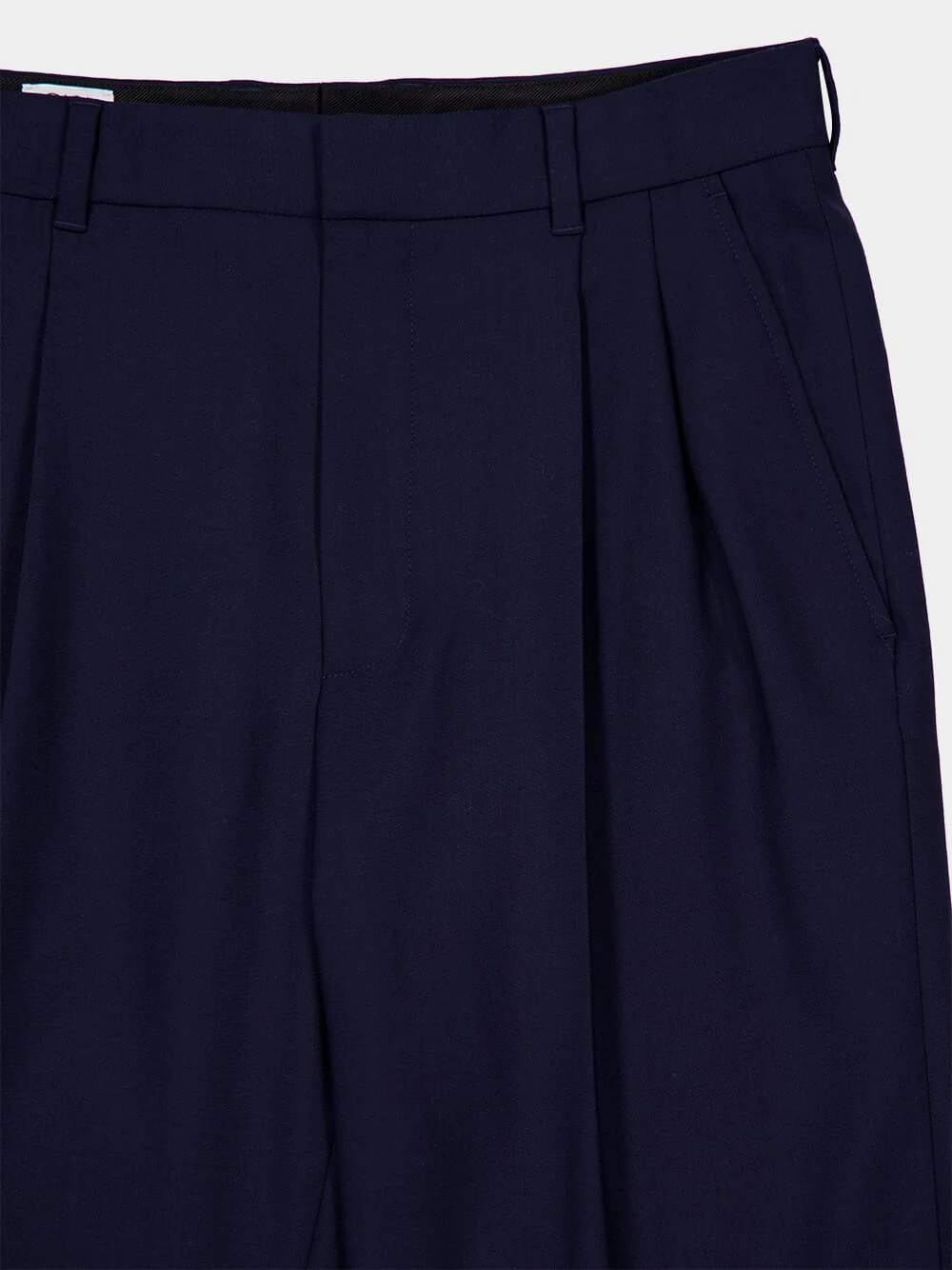 Navy Wool Tailored Pleated Trousers - Image 7