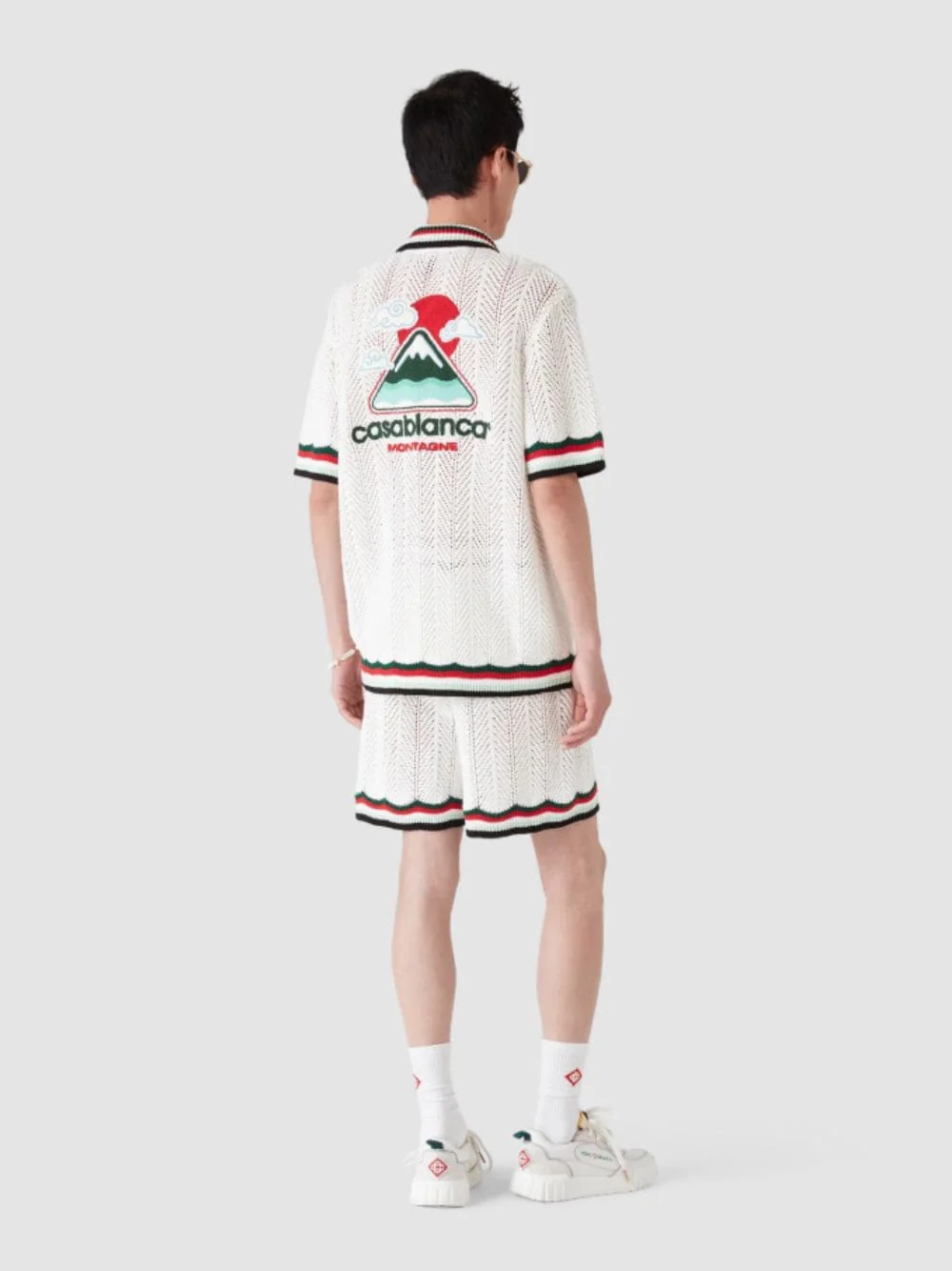 Off-White Cotton Montagne Ondulée Short Sleeve Crochet Shirt - Image 3