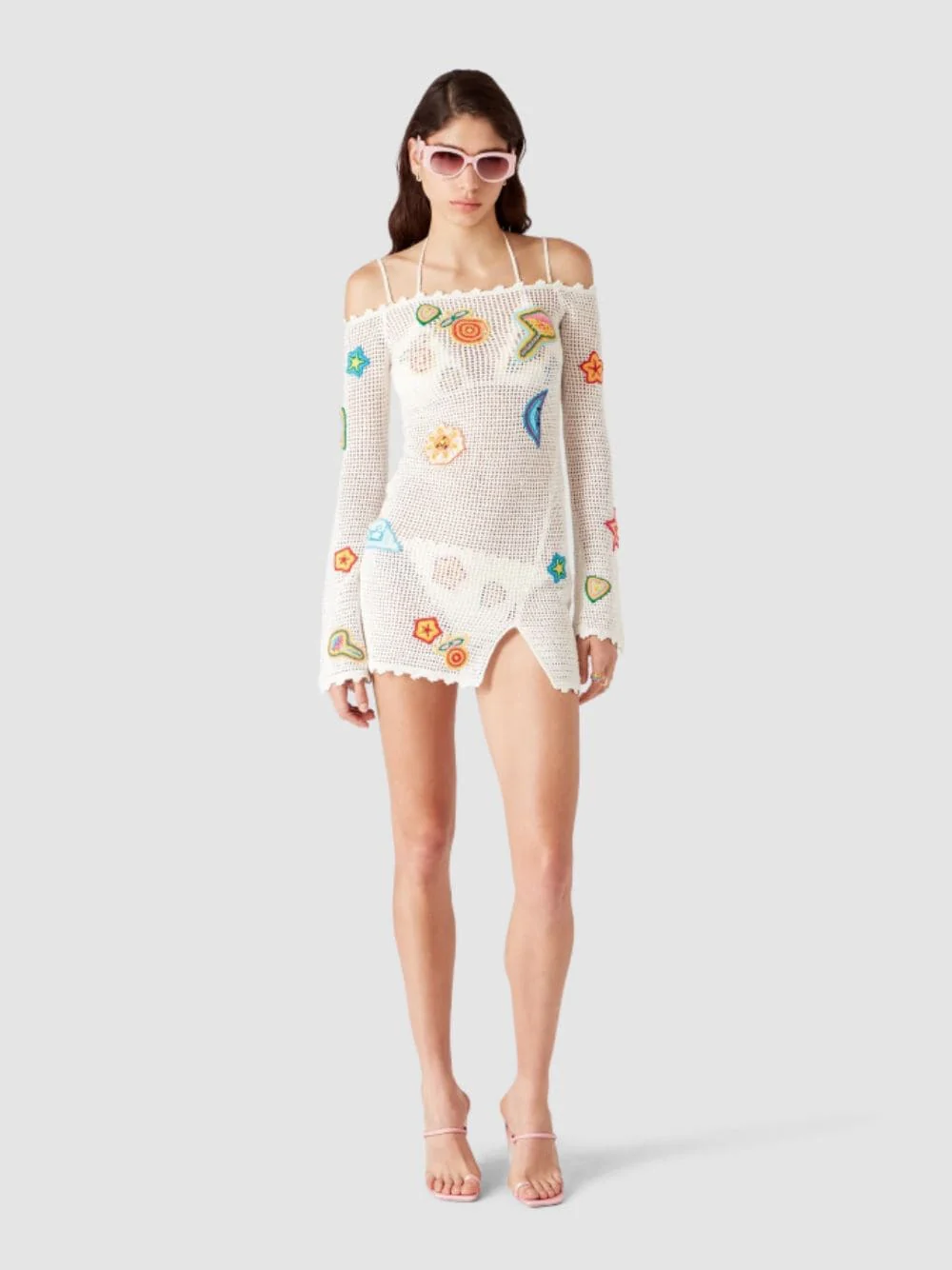 Off-White Motif Crochet Mini Dress - Image 2
