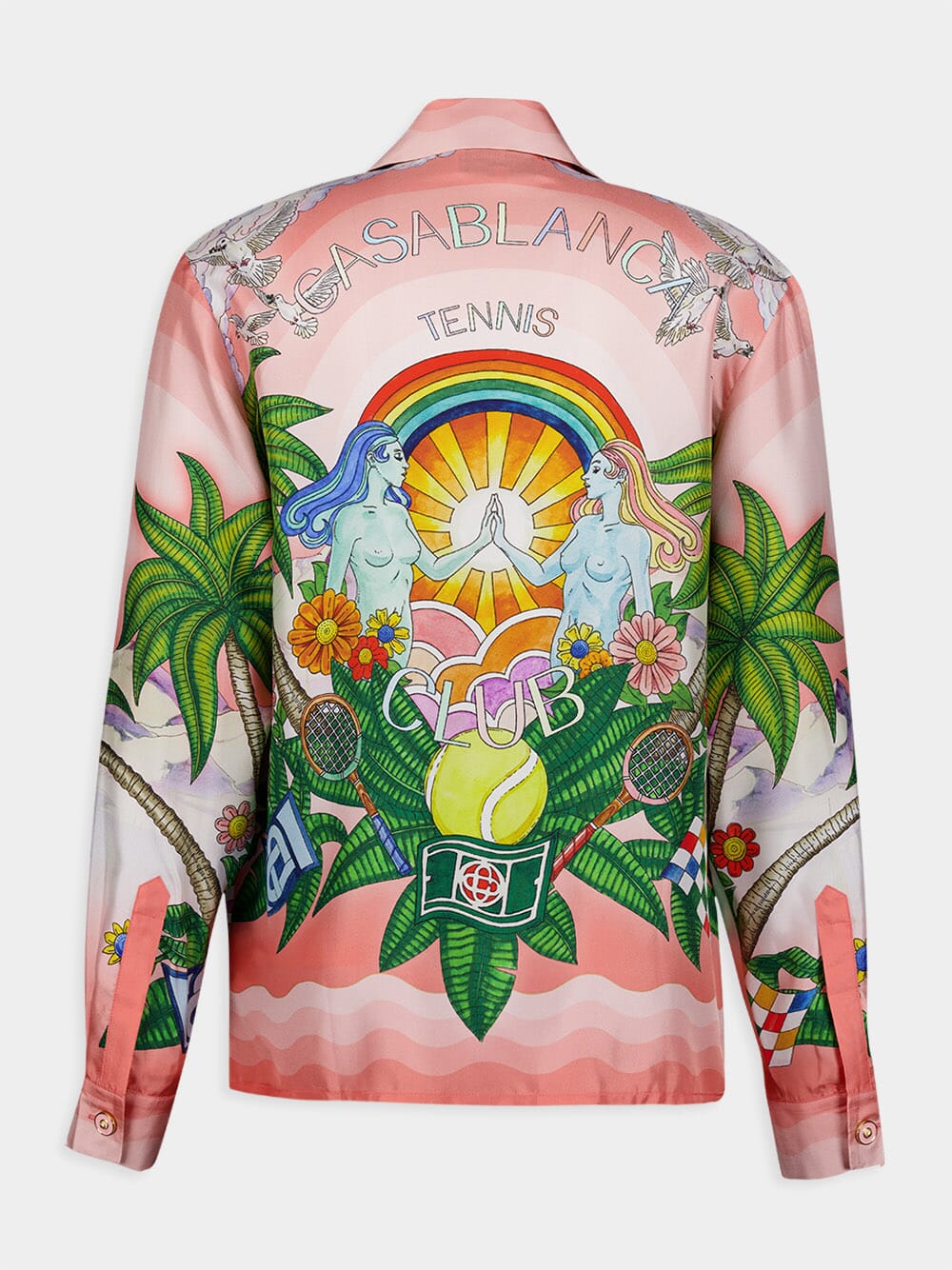 Paix Et Amour Tennis Club-Print Silk Shirt - Image 2