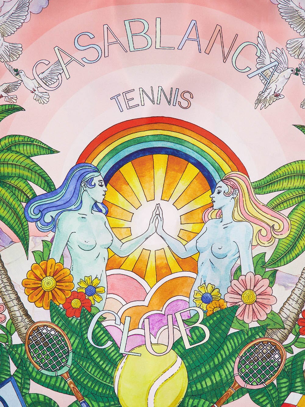 Paix Et Amour Tennis Club-Print Silk Shirt - Image 4